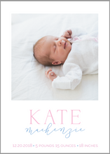 Load image into Gallery viewer, Kate Birth Announcement