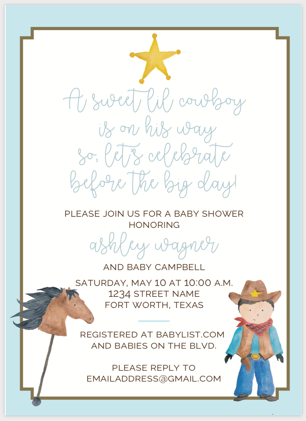 Little Cowboy Invitation